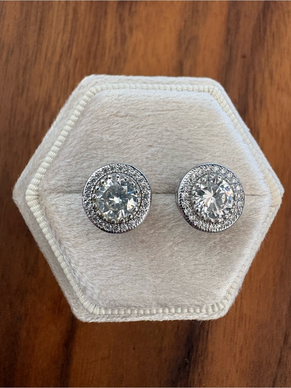 Classic Sterling Silver Round Halo Stud Earrings